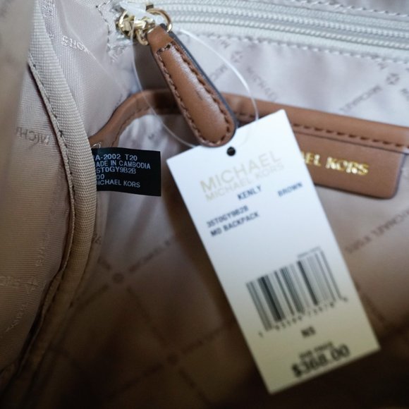 Michael Kors Kenly M Backpack PVC Leather MK Brown - Picture 10 of 11